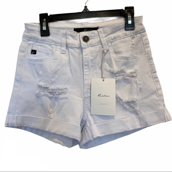 KanCan White Distressed Denim Shorts NWT 3/25 - Picture 2 of 12